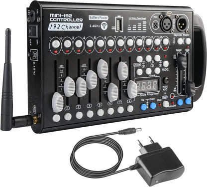 Draadloze DMX-Controller Met Batterij – DMX512-Console – Lichtmixer – Lichtsturing – Lichtboard – 192 Kanalen – 240 Scènes