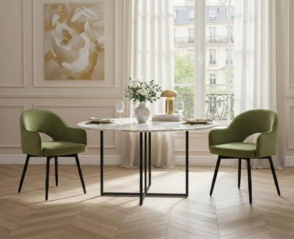Draaistoelen Eetkamerstoelen – Keukenstoelen – Fluwelen Stoelen – Swivel Stoelen – Set van 2 – Zachte Fluwelen Bekleding – 360° Draaibaar Met Armleuning - QUORE