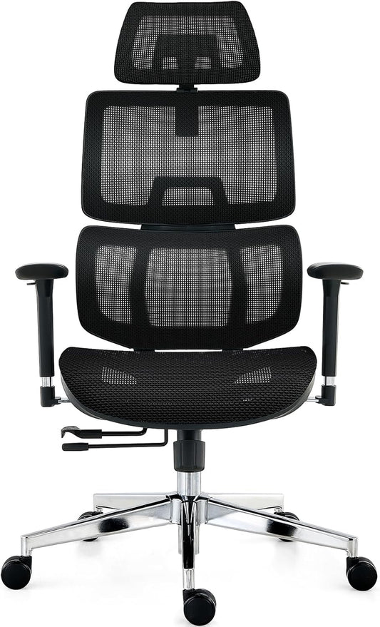 Ergonomic Office Chair, Fully Mesh Office Chair with Lumbar Support, Adjustable 3D Armrest, Headrest, Large and High Swivel Computer Chair (Effen - Black)