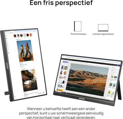 ARZOPA Portable Monitor, 17.3 Inches, Large Portable Monitor with FHD HDR IPS Display and Stand, Perfect as USB-C and HDMI Second Display for Laptop, PC, Smartphone, PS5, Xbox - QUORE