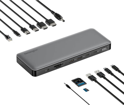 Kensington SD5760T Thunderbolt 4 dockingstation, Dual Monitor 8K/4K, Micro SD-kaartlezer, 96W Power Delivery, 2 x HDMI, Ethernet, USB-C 3.2 & 4 x USB-A-poorten (K34110EU)