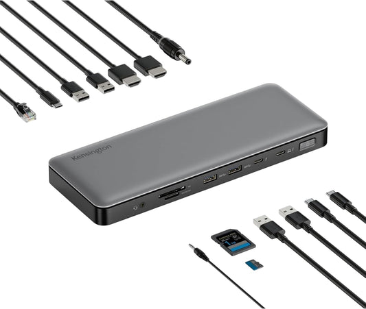 Kensington SD5760T Thunderbolt 4 dockingstation, Dual Monitor 8K/4K, Micro SD-kaartlezer, 96W Power Delivery, 2 x HDMI, Ethernet, USB-C 3.2 & 4 x USB-A-poorten (K34110EU)