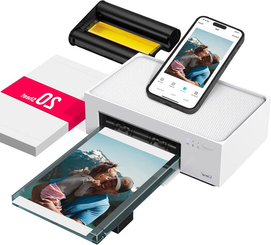 Liene Amber M100 WiFi Photo Printer with 20 Papers, 10 x 15 cm, Smartphone / PC, Premium Photo Printer, Portable Instant 300 DPI, Thermal Sublimation and Stable WiFi Connection - QUORE