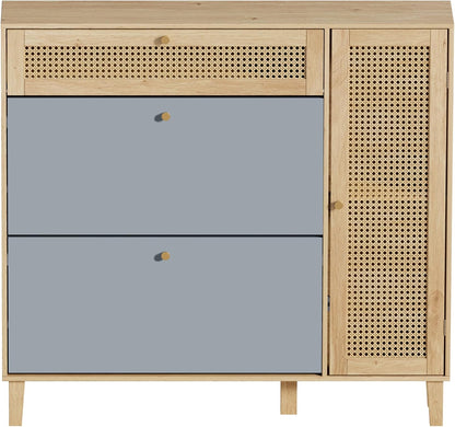 Schoenenkast – Schoenenrek – Entrekast – Schoenopberger – Schoenmeubel – Compact Ontwerp – Verstelbaar Binnenrek – Grijs en Naturel