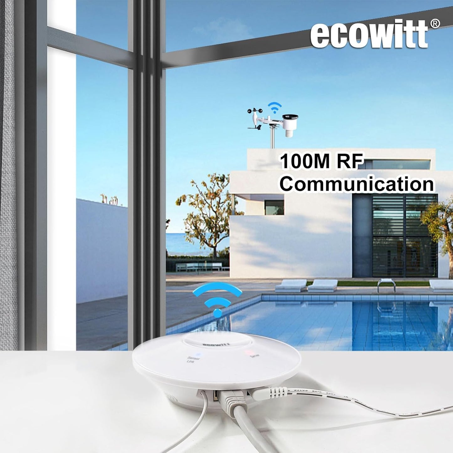 ECOWITT Weerstations Array, 7-in-1 draadloos weerstation met buitensensor WS69, met 3-in-1 wifi/bekabelde hub-gateway GW2000, nauwkeurige weersvoorspellingsgegevens voor huis tuin 868 MHz
