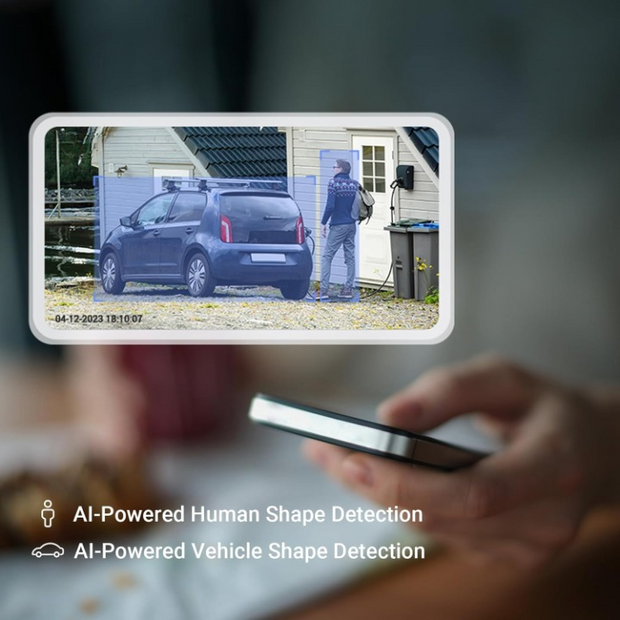 Beveiligingscamera Buiten - WiFi-bewakingscamera - Camerabewaking - Draadloos - met 5200mAh - Type-C - Zonnepaneel - AOV-Modus - Detectie van Personen - Voertuigen - Nachtzicht in Kleur - Tweerichtingsaudio - Wit