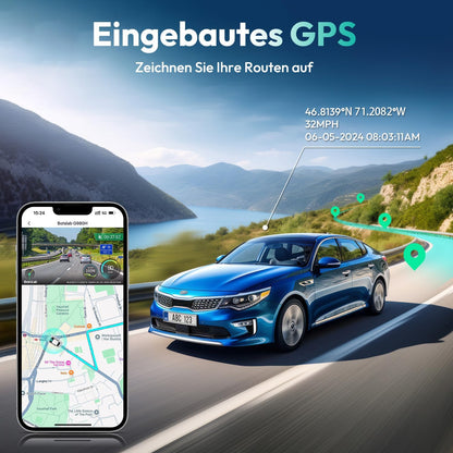 BOTSLAB 4K STARVIS Dashcam Auto voor en achter, wifi-autocamera, dashcam met GPS, ADAS, spraakbediening, gratis 64 GB kaart, nachtzicht, WDR, 2,45 inch IPS, 24/7 parkeerbewaking, loop-opname