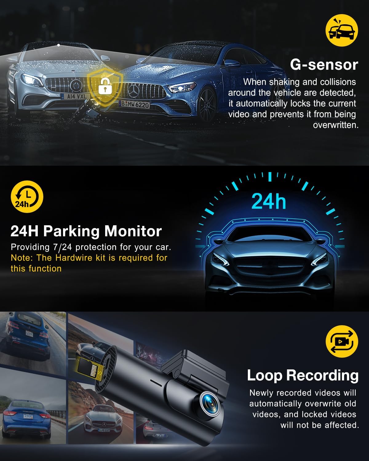 Dashcam Auto Voor En Achter – Auto Camera – Rijcamera – Dubbele Dashcam – Voertuigcamera – 4K Voorcamera En 1080P Achtercamera, WiFi Met App, 170° Brede Hoek