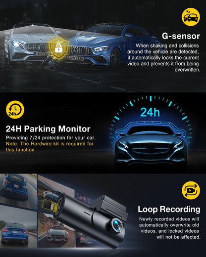 Dashcam Auto Voor En Achter – Auto Camera – Rijcamera – Dubbele Dashcam – Voertuigcamera – 4K Voorcamera En 1080P Achtercamera, WiFi Met App, 170° Brede Hoek