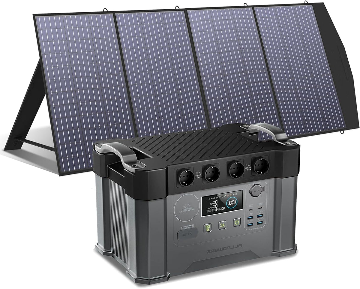 Draagbare Powerstation – Mobiele Energieopslag – Solar Generator – Noodstroomvoorziening – Zonnepaneel Set – 1451Wh Capaciteit – 2400W Pure Sinusgolf Output