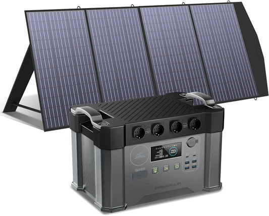 Draagbare Powerstation – Mobiele Energieopslag – Solar Generator – Noodstroomvoorziening – Zonnepaneel Set – 1451Wh Capaciteit – 2400W Pure Sinusgolf Output