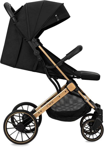 MoMi ESTELLE PLUS LIGHT kinderwagen vanaf 6 maand (tot 22 kg), inklapbare buggy met 5-punts veiligheidsgordel, boodschappenmand en ligfunctie, telescopische stang om te trekken, staat na het inklappen