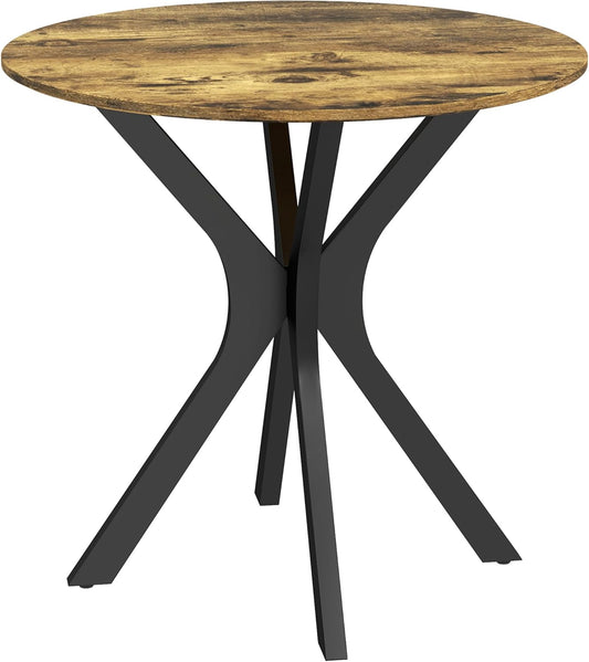 HOMCOM Esstisch, Beef Küchentisch, Moderner Esszimmertisch Kaffeetisch mit Spider-Stahlgestell, Bartisch für 2 Personen, Ø78 x 75 cm, Rustikales Braun - QUORE