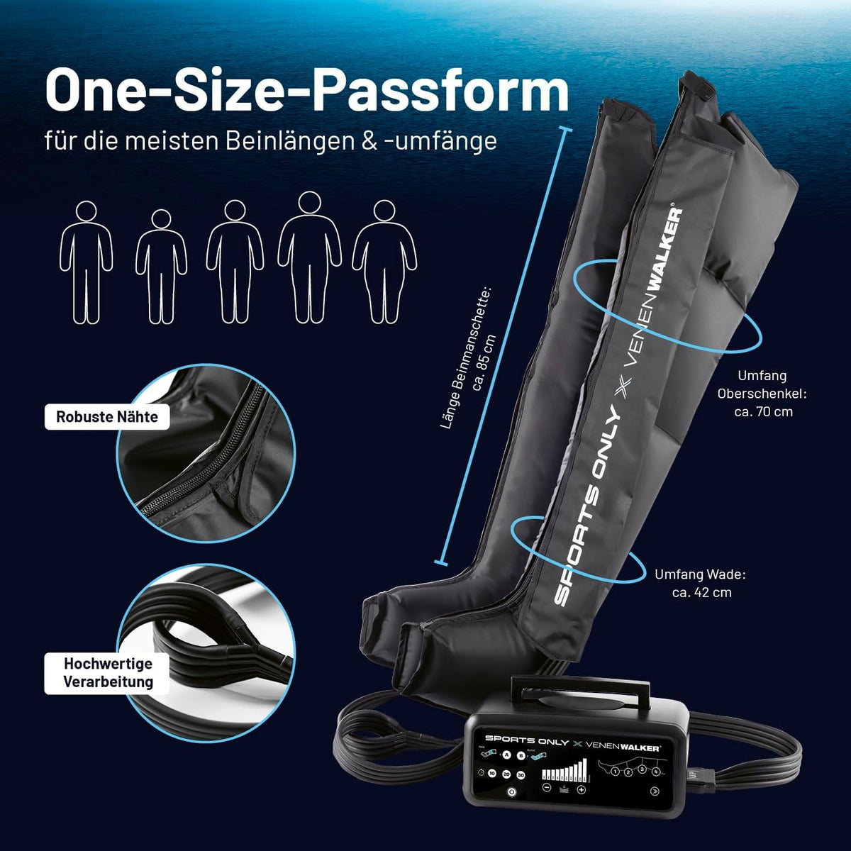 Sports Only x VENENWALKER massageboots, recovery boots met 10 drukniveaus en wisseldruktechniek, beenmassageapparaat voor geoptimaliseerde regeneratie, gecertificeerd medisch product