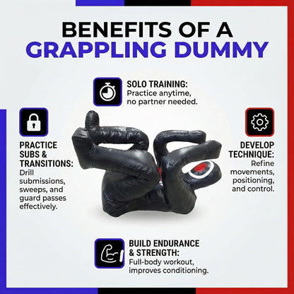 Shelly MMA Grappling Dummy - Zelfverdedigingstraining Judo Bokszak BJJ Worsteldummy - Zittende verdedigingspositie Braziliaanse JIU Jitsu Inzending - Vinyl Stof - 170 cm ONGEVULD