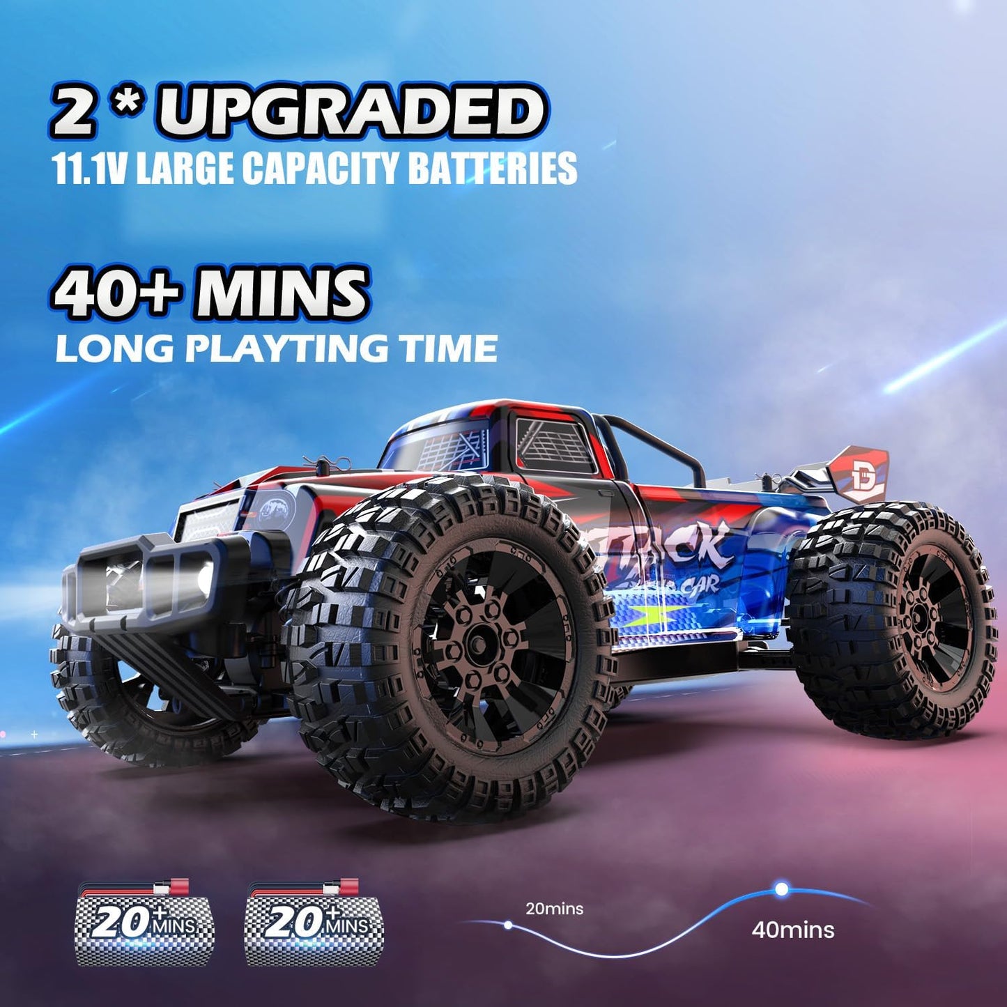 DEERC Op afstand bestuurde auto, schaal 1:10, snelle borstelloos, voor volwassenen, 4WD 60+ km/u, hoge snelheid, 2,4 GHz, off-road RC crawler, 40+ minuten speeltijd, cadeau voor jongens (210E)