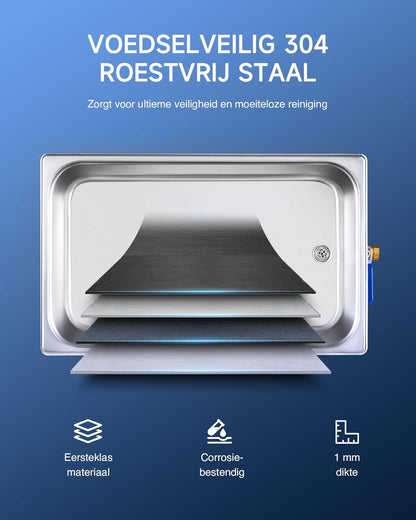 Ultrasone Reiniger – Ultrasoon Bad – Ultrasone Schoonmaker – Ultrasoon Machine – Roestvrij Staal – 480W Krachtig Vermogen – Instelbare Temperatuur en Timer