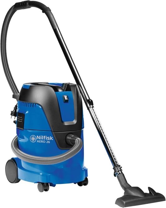 Nilfisk Nat-/droogzuiger AERO 26-01 PC X (industriële stofzuiger 1250 W, compact formaat, blaasfunctie, luchthoeveelheid (l/min.) 3600, Push&Clean filterreiniging) 107406605, blauw