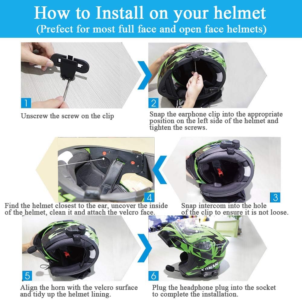FreedConn Motorfiets communicatiesysteem, helm bluetooth intercom, helm headset (800 m bereik, zodat draadloos bellen,mp3-muziek beluisteren, FM-radio (2 set met zachte kabel)