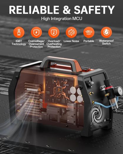 HITBOX Multifunctioneel Lasapparaat en Plasmasnijder Combo 200A 230V - MIG Puls Aluminium, MIG Gas, TIG HF, Plasma 40A, Beklede Elektrode, Punts lassen, Synergie, Groot Digitaal Display (HBMC270)