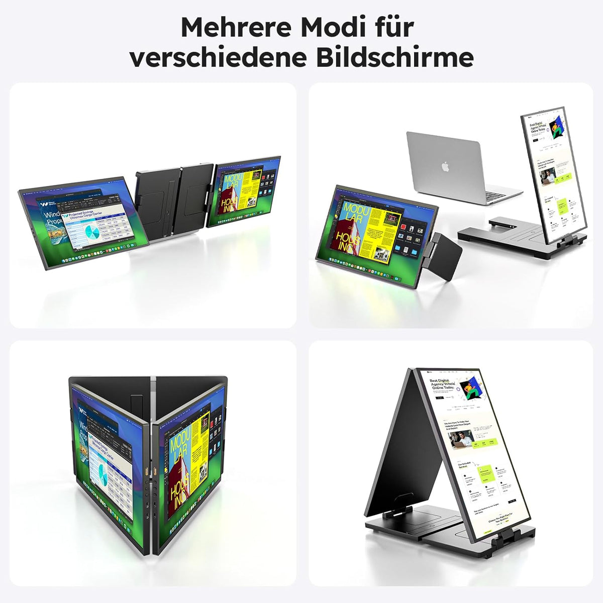 15,6" Laptop Screen Extender, FHD 1080P IPS Laptop Schermuitbreiding, Plug & Play Triple Display Extension, compatibel met 13,3 inch - 17 inch voor Windows/Mac/Android/Chrome