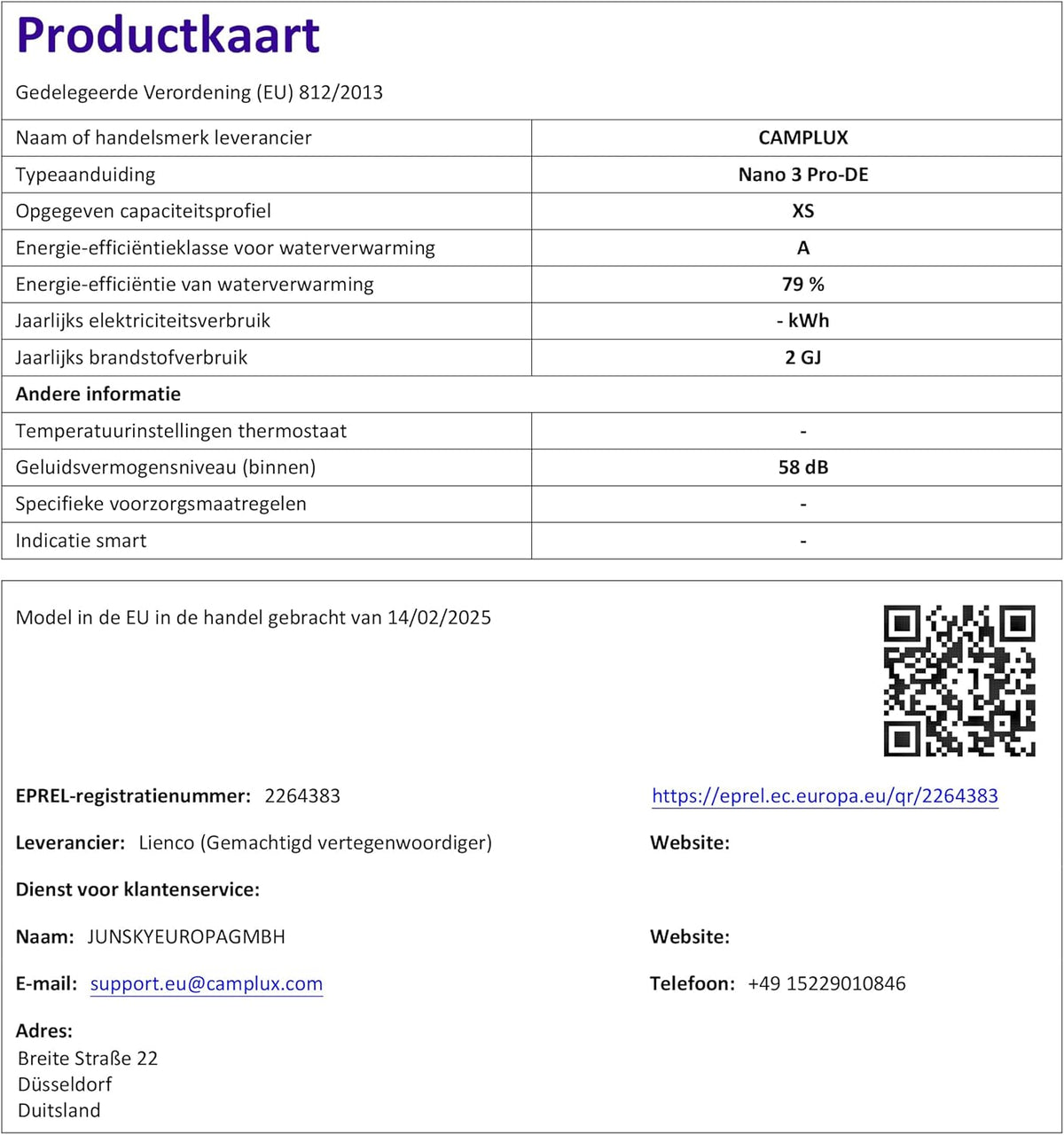 CAMPLUX Gas Boiler 3 Liter Draagbare met Waterpomp Nano 3 Pro-DE, LPG, 50mbar, voor Buitendouche, Camping, Campers, Nano Series