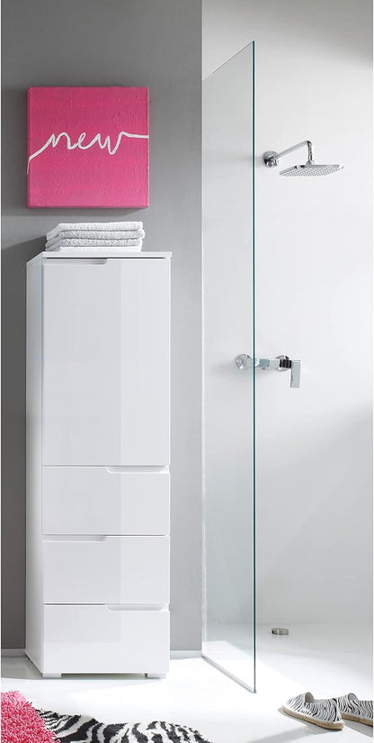Stella Trading Spice hoogcommode, kast, houtdecor, wit, ca. 40 x 134 x 32 cm.