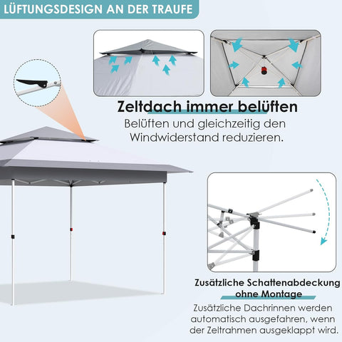 Paviljoen - Tuinpaviljoen - Partytent - Tuintent - Pop-up Kliksysteem - met 4 Muggennet Zijpanelen - Roldraagtas - Waterdicht - Stabiel - Dubbel Dak - UV-bescherming 50+ - 4 Zandzakken - voor Patio - Markt - Camping - 3.6 x 3.6 m - Grijs-Wit