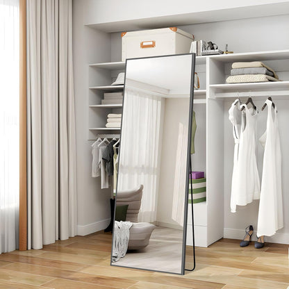 Weare Home Full body spiegel, 161 x 52 cm, staand en met frame van aluminiumlegering en houder voor woonkamer slaapkamer (zwart)