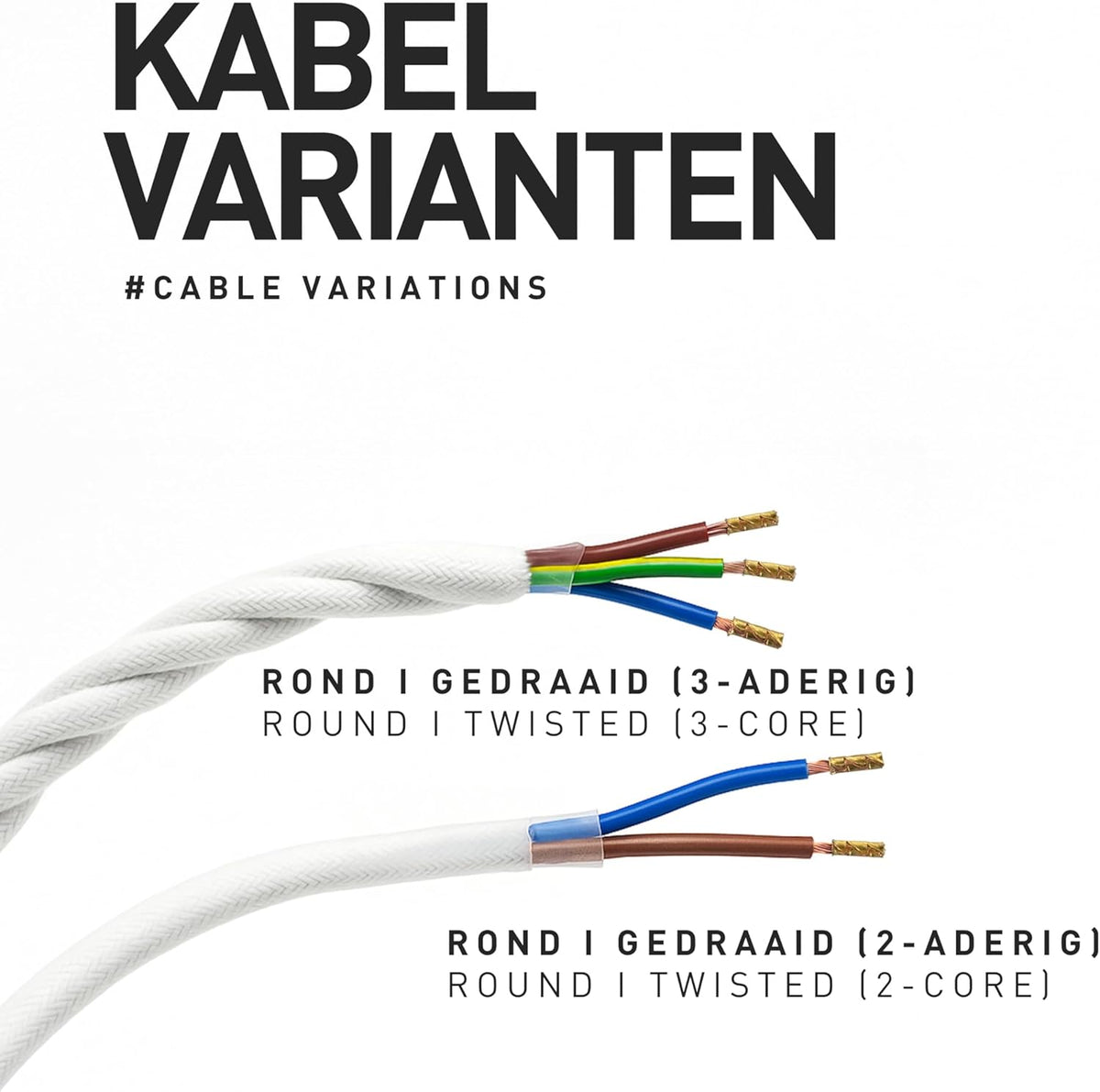 Textielkabel Gedraaid – Lampenkabel – Lampensnoer – Stofkabel – Stroomkabel – Lichtbruin, 50 m, 3-Aderig, 3 x 0,75 mm² – Flexibel En Knikbestendig – Voor Geaarde Lampen