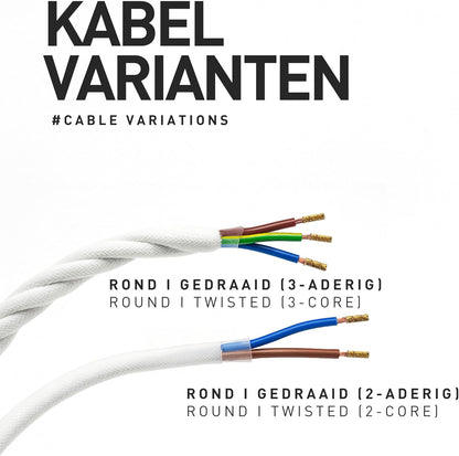 Textielkabel Gedraaid – Lampenkabel – Lampensnoer – Stofkabel – Stroomkabel – Lichtbruin, 50 m, 3-Aderig, 3 x 0,75 mm² – Flexibel En Knikbestendig – Voor Geaarde Lampen