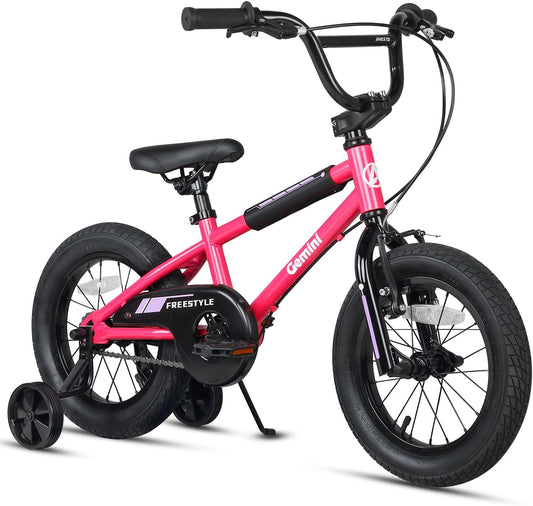AVASTA 12 14 16 Inch Kinderfiets BMX-stijl Fiets Met Stabilisatoren & Kickstand voor 1-8 Jaar Oude Peuters Jongens Meisjes, Verschillende Kleuren