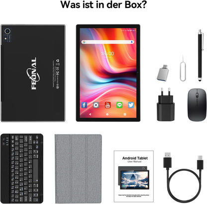 FEONAL Tablet 10 inch met 16 GB RAM + 128 GB ROM (1TB TF)