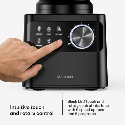 Klarstein Velaire keukenmachine met blender – multifunctionele keukenmachine van 1200 W, kom van 2 liter, blender van 1,75 liter, 6 programma’s en snelheden, sapcentrifuge- en vleesmolenopzetstukken