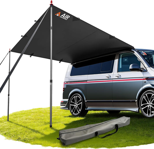 Zonnezeil met bies, luifel voor auto, V-w T5, camping, luifel, autoluifel, met kederrail (4-6 mm), T4, T6, waterdicht, anti-uv, tent stangen, zuignap