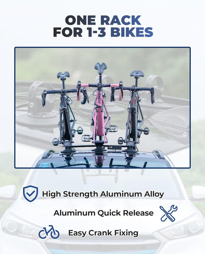 ROCKBROS Electric Bicycle Carrier with Suction Cup Waterproof IP65 Aluminium Bicycle Carrier with Pressure Alarm for 3 Bikes - QUORE