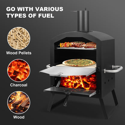 Pizzaoven – Houtoven – Outdoor Oven – Grilloven – Rookoven – Knapperige Pizza – Weerbestendig Gecoat Staal