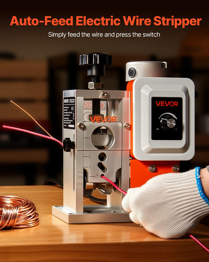 VEVOR Electric Stripper Machine, 1.5-40mm, 400W, Motorized Cable Stripper, 9.84 IPS (15m/min) Wire Peeler with Knives, V Shaped Wheels, Cooling Fan, Cable Peeler