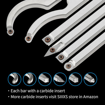 Carbide Houten Draaibank Draaien Gereedschapskit Met Houten Doos, 6 stuks 460mm Professionele Carbide Draaibank Gereedschappen Met Inbegrip Van Zwaan Hals Holter, Beukenhandvat Met Rubber