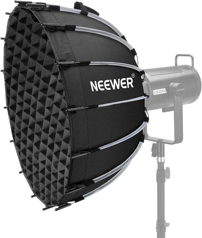 NEEWER Parabolic Softbox Kit, 23,6 inch Bowens Mount Soft Box met lichtdiffusors voor studiofotografie, video-opname, streamingverlichting, compatibel met Aputure 120d, compatibel met Godox SL60w