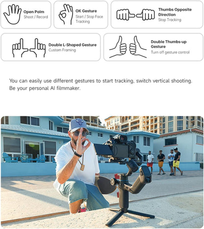 FeiyuTech SCORP Mini 3 Pro Kit 3-assige camerastabilisator, ingebouwde AI-track, alles in één handheld gimbal voor spiegelloze, zakcamera, actiecamera, telefoon, laadvermogen van 2 kg
