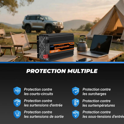 EDECOA 12 V 230 V omvormer, 3500 W/7000 W, 12 V naar 230 V, zuivere sinusgolf, omvormer met wifi-module, ondersteuning voor app-functies met 1 USB-poort en 1 PD-aansluiting