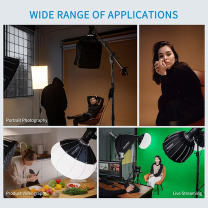 FEELWORLD FSL65 65cm lantaarn Softbox, LED Studio Licht Softbox, Foto Set Accessoires, Bowens Mount, met Stoffen Schuurdeuren Draagtas, voor Fotografie Selfie Live Streaming Interview Verlichting