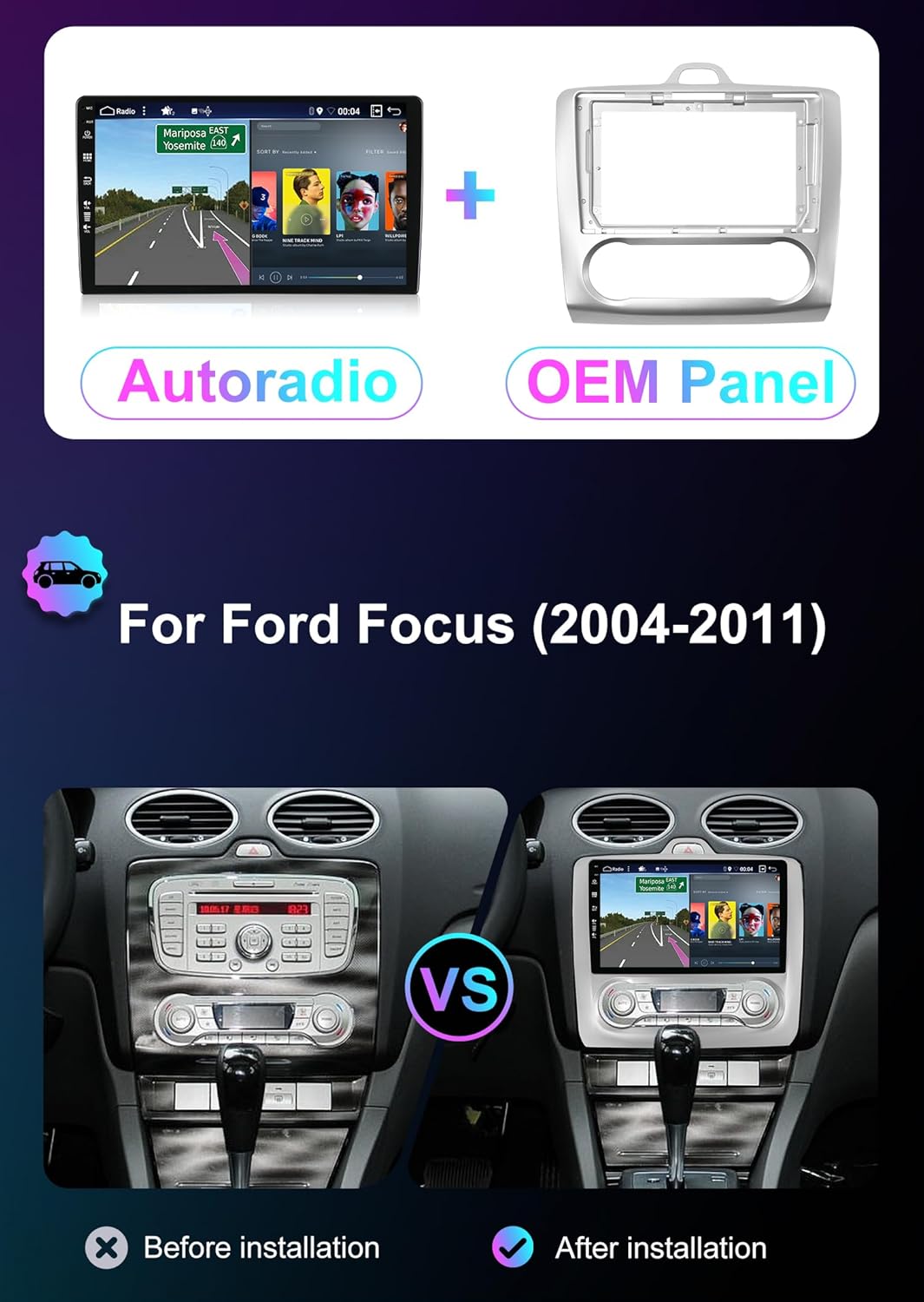 2-DIN Autoradio – Multimedia Speler – Auto Entertainment Systeem – Radiospeler – Navigatie Systeem – Android 14 Octa Core – 9 Inch IPS Touchscreen
