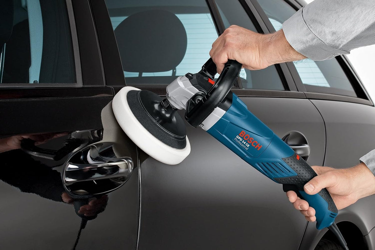 Bosch Professional polijstmachine GPO 14 CE (1400 watt, onbelast toerental 750-3000 min-1, incl. extra handgreep, D-handgreep) & Bosch Accessories Polijstspons, 170 Mm, 1 Stuks