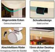 Computertafel - Computerbureau - Laptoptafel - Inklapbaar Kleine Tafel - Werktafel - Bijzettafel - met Wieltjes - Opvouwbare - IndustriëLe Stijl - voor - Thuis - Kantoor - 80 x 58 x 79 cm - Esdoornkleur