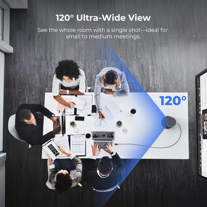 NEARITY C46S 4K FHD videoconferentie webcam met microfoon en luidspreker, 120° ultragroothoek/5x zoom/auto-framing, videoconferentiesysteem met afstandsbediening voor zoom/teams/pc/laptop/desktop