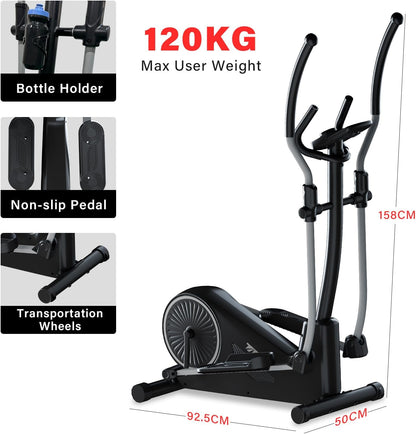 Crosstrainer – Elliptische Trainer – Fitness Trainer – Hometrainer – Elliptical – 32 Weerstandsniveaus Magnetisch – Hartslagsensoren Met LCD-Scherm - QUORE