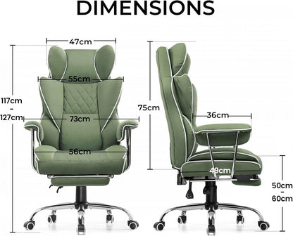 GTPLAYER Ergonomic Gaming Chair, Adjustable Gaming Chair, Office Chair with Footrest, Adjustable Backrest for Work and Play Technological Fabric, Green - QUORE