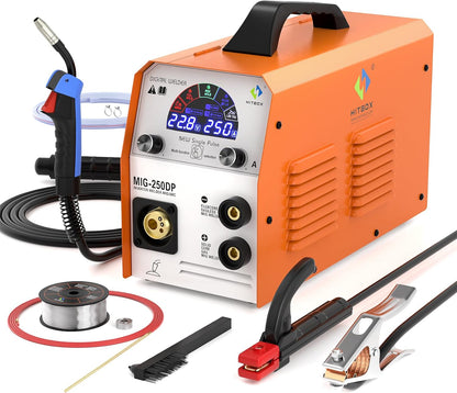 HITBOX 5-in-1 MIG Lasapparaat, 250A, Gasloos MIG/MAG/MIX MIG/MMA/LIFT TIG, voor Aluminium, MIG MAG Lasmachine (MIG250DP)